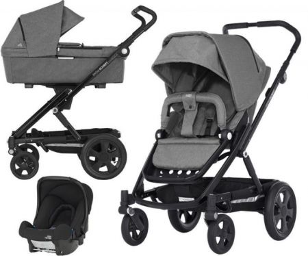 BRITAX RÖMER GO Next + Hluboká korba + autosedačka, Grey Melange/Black