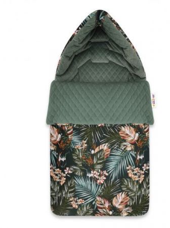Baby Nellys Bavlněný fusak, prošívaný velvet, Papoušek zelená