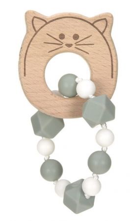 Lässig Teether Bracelet Wood/Silicone-Little Chums cat