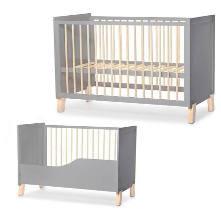 Kinderkraft Dětská postýlka dřevěná se zábranou Nico-Grey