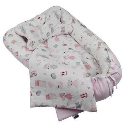 EKO hnízdo kokon a sada bavlněná-Pink Mouse