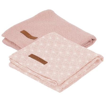 Little Dutch Pleny swaddle 70x70-Lily leaves pink