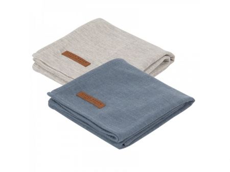 Little Dutch Pleny swaddle 70x70-Pure Blue/Grey