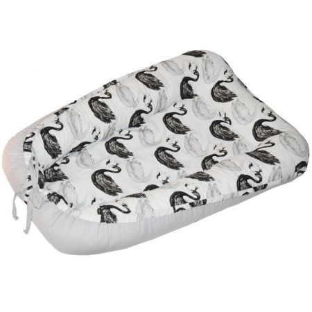 EKO Hnízdo pro miminko bavlněné-Black and White Swans