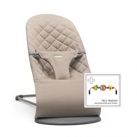 BabyBjörn Lehátko Bouncer Bliss-Sand Grey s hračkou