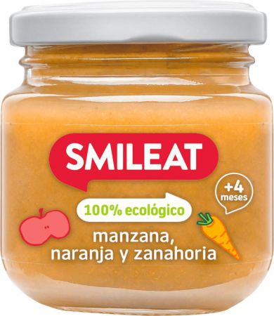 SMILEAT Organic příkrm Jablko a pomeranč 130 g, 4 m+