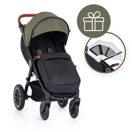 Petite&Mars Street+ Air Oak sportovní kočárek complete + dárek stříška letní Summer Silver-Mature Olive