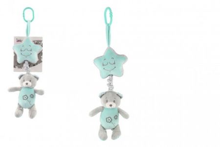 Teddies Medvěd plyšový s hvězdou na zavěšení natahovací 35 cm Zelený