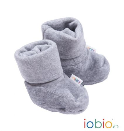 PoPoLiNi Kojenecké capáčky 100% biobavlna - welur šedé