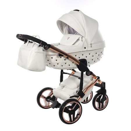Junama Kočárek Exclusive Barva: Exclusive 04 White/Copper, Konstrukce: 2K - otočná kola