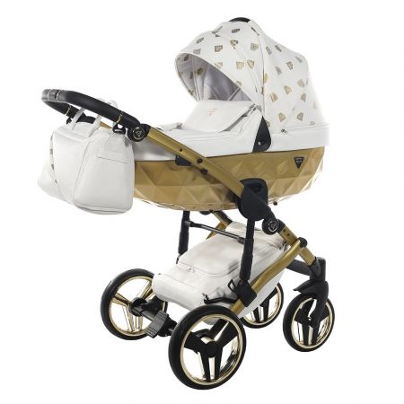Junama Kočárek Glow V2 Barva: 2 White/Gold, Konstrukce: 2K - otočná kola