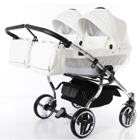 Kočárek Junama Duo vedlesebe Mirror Satin Barva: 04 White/Silver