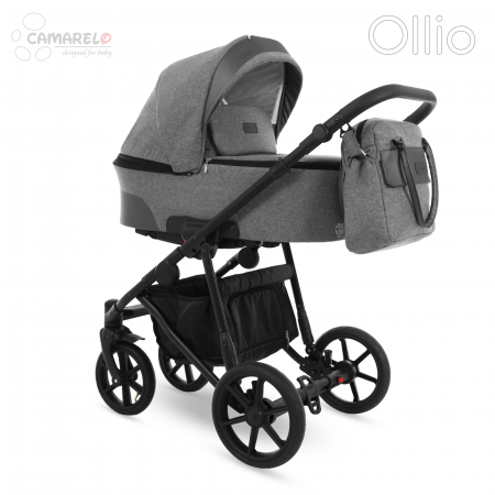 Dětský kočárek Camarelo Ollio včetně autosedačky, Ollio-8 Středně šedá