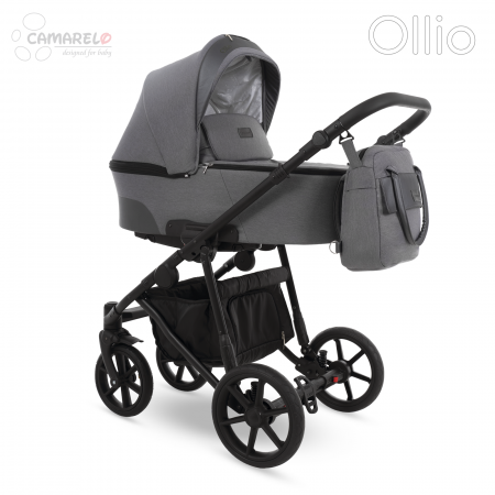 Dětský kočárek Camarelo Ollio včetně autosedačky, Ollio-1 Tmavá šedá