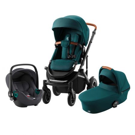 Set kočárek Smile III + hluboká korba + autosedačka Baby Safe iSense, Atlantic Green (Atlantic Green)