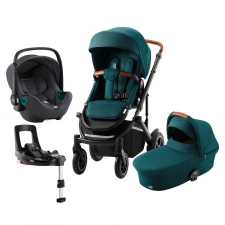 Set kočárek Smile III + hluboká korba + autosedačka Baby Safe 3 i-Size + báze, Atlantic Green (Atlantic Green)