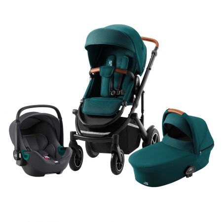 Set kočárek Smile III + hluboká korba + autosedačka Baby Safe 3 i-Size, Atlantic Green (Atlantic Green)