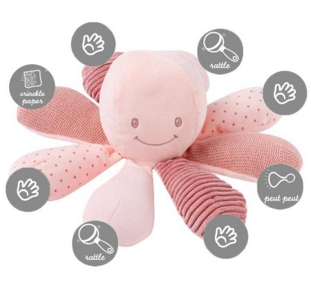 NATTOU Hračka chobotnička edukační 8 aktivit Lapidou pink