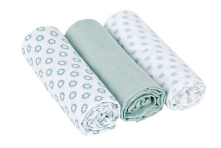 Swaddle blanket 85x85 Little Chums Star light mint