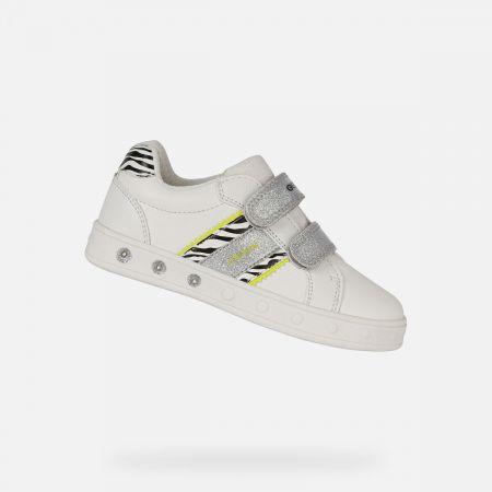 GEOX dětské boty slip-on se svítící podrážkou SKYLIN GIRL J158WH - 0552 Velikost: 32 Svítící, Slip-on