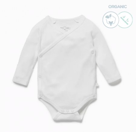 Mori kimono body z organické bavlny a bambusu bílé Velikost: 86 Organická bavlna