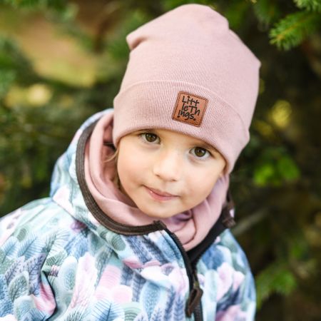 starorůžová svetrovinová čepice  - 9-12kg