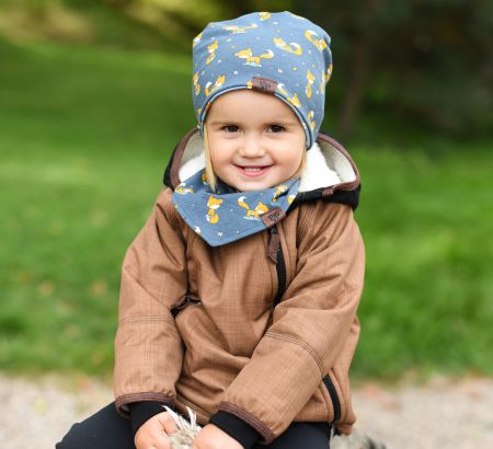 béžová softshellová bunda se šikmým zipem - 1-3 roky