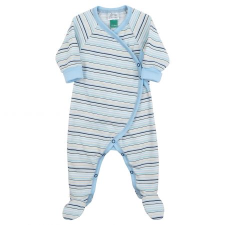 modrý bavlněný overal s proužky - 6-9kg