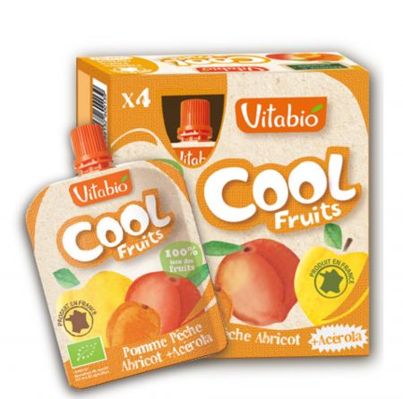 ovocné pyré Cool fruits  jablko, broskev a meruňka od 3 let 4x90g