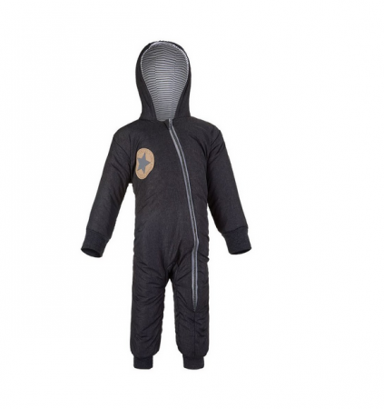 Little Angel (DITA) Overal šusťák lem Outlast® - šedý melír/pruh bíločerný Vel. 86