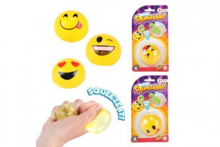 Teddies Míček mačkací sliz antistresový smajlík silikon 5cm mix druhů na kartě