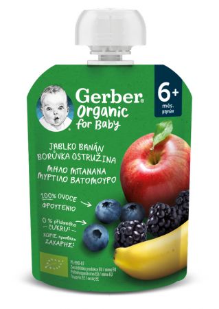 GERBER GERBER Organic Kapsička jablko, banán, borůvka a ostružina 90 g​