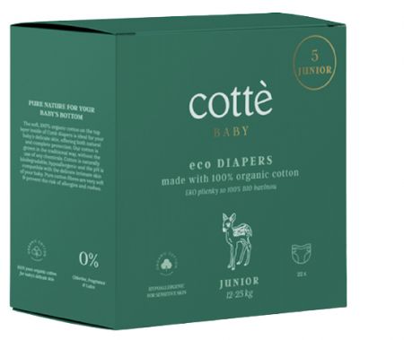 COTTÉ BABY COTTÉ BABY Pleny jednorázové ekologické Junior (12-25 kg) 22 ks