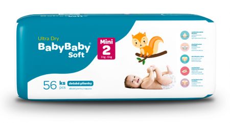 BABYBABY SOFT BABYBABY SOFT Pleny jednorázové Ultra-Dry Mini (3-6 kg) 56 ks