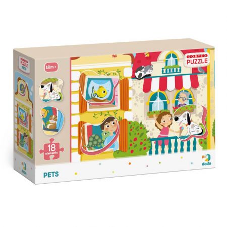 DODO DODO Puzzle s tříděním obrázků Mazličci 18 dílků