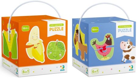 DODO DODO Puzzle 2-3-4 dílků, balení 2 kusů Lesní zvířátka a Brouci, 18m+