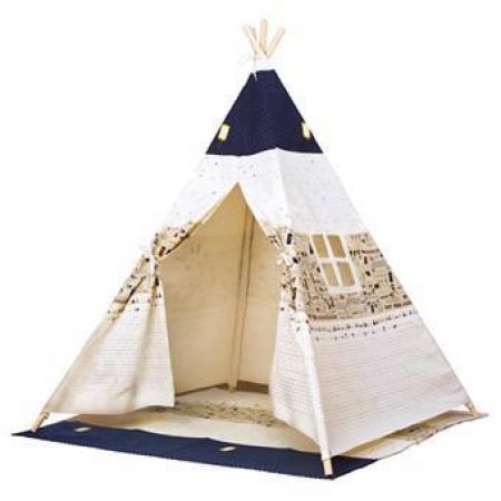 BINOEUROPE BINO Dětský stan TeePee, béžovo-modrý