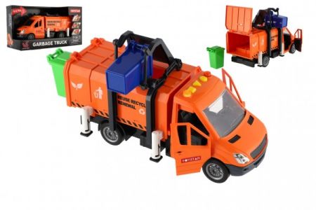 Teddies Auto popeláři plast 30cm na setrvačník na baterie se zvukem se světlem v krabici 33x18x13cm