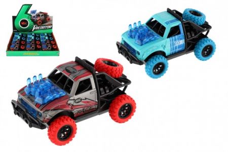 Teddies Auto Off-Road plast 11x7cm na baterie se světlem, zvukem na zpětné natažení 2 barvy 12ks v boxu