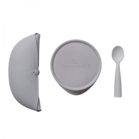 MINIWARE Jídelní set First Bites Deluxe Grey/Grey