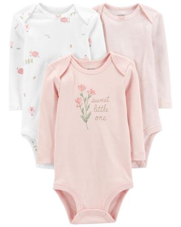 CARTERS CARTER'S Body dlouhý rukáv Pink Sheeps holka LBB 3ks 6m