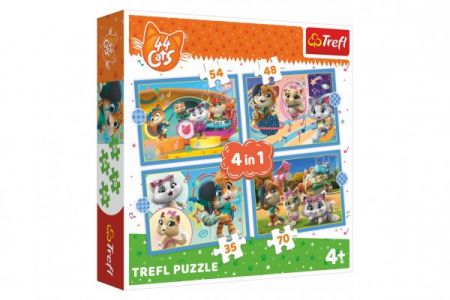 Trefl Puzzle 4v1 Kočičí tým/44 cats v krabici 28x28x6cm