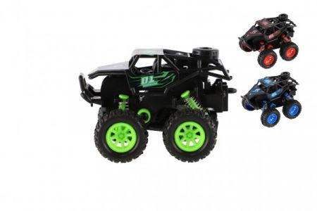 Teddies Auto terénní na pružinách kov/plast 9cm na zpětné natažení 3 barvy 12ks v boxu