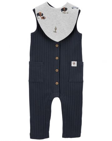CARTERS CARTER'S Set 2dílný overal bez rukávů, bryndák Navy Buffalo kluk 6m
