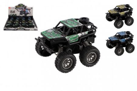 Teddies Auto OFF-ROAD plast 7x8,5cm na setrvačník 3 barvy 12ks v boxu