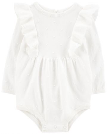 CARTERS CARTER'S Body dlouhý rukáv s volány White Bubble holka NB/ vel. S 56