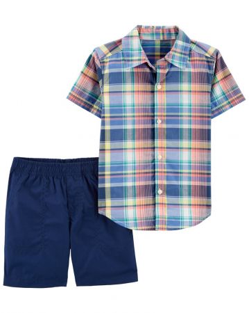 CARTERS CARTER'S Set 2dílný košile kr. rukáv, kraťasy Multi Color kluk 6m