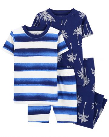 CARTERS CARTER'S Pyžamo 4dílné triko kr. rukáv 2ks, tepláky, kraťasy Palm & Stripes kluk 18m