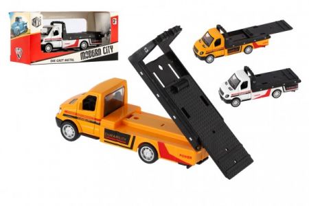 Teddies Auto odtahovka kov/plast 12cm na zpětné natažení 2 barvy v krabičce 15x7x6cm