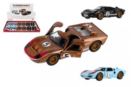 Teddies Auto Kinsmart 1966 Ford GT40 MKII Herit kov/plast 13cm 3 barvy na zpětné natažení 12ks v boxu